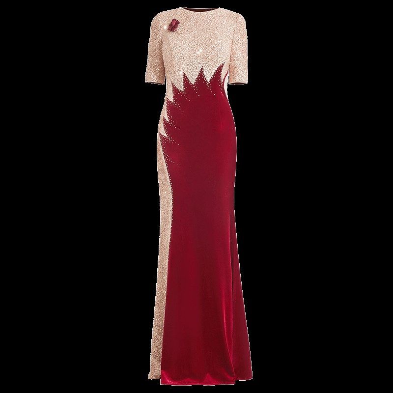 创意狐2024新款轻奢订婚礼裙法式长款晚礼服女高级感主持人演出服