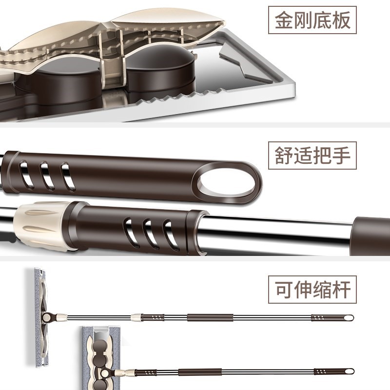 新拖巴清洗替换加长毛巾瓷砖拖把平板布套式拖帕吸水家用手扦托旋