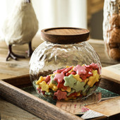 日式 手工高硼硅博禄木盖储物罐茶叶五谷杂粮零食厨房花茶收纳罐子