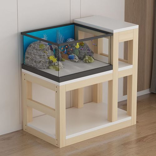 鱼缸底座实木鱼缸高低架子落地上过滤架加简约粗腿鱼缸柜可定制