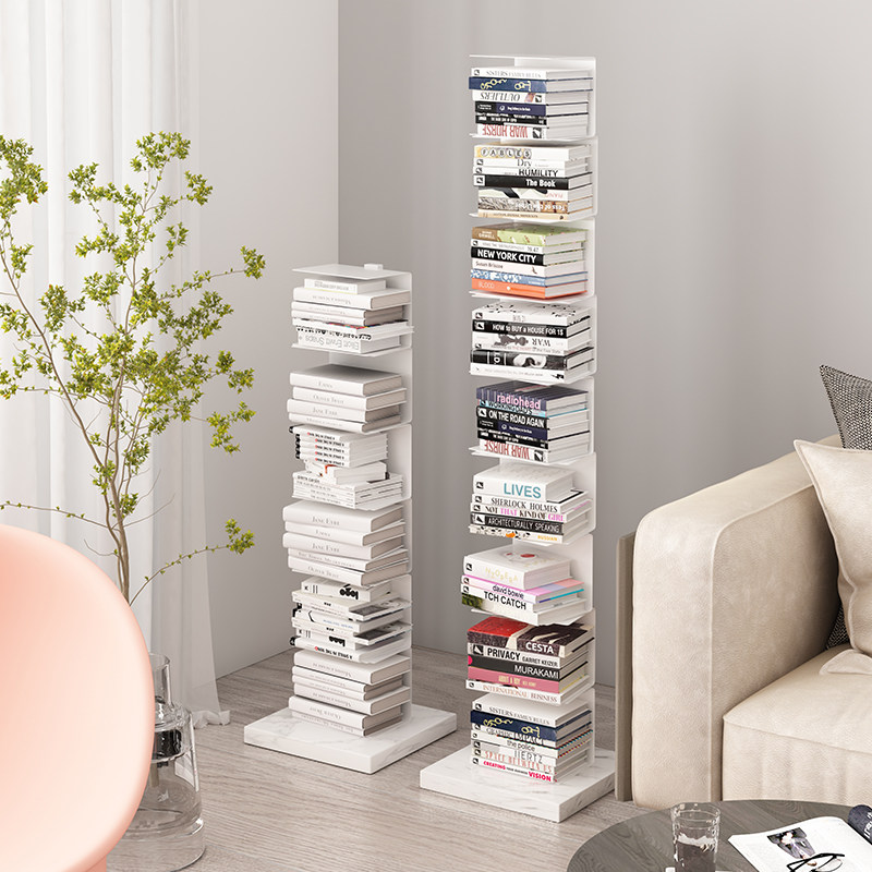 北欧创意铁艺落地隐形书架置物架墙角立式儿童转角壁挂墙上面书柜