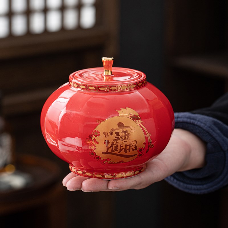 高档茶叶礼盒包装盒空盒招财进宝喜庆灯笼陶瓷罐红茶普洱绿茶定制
