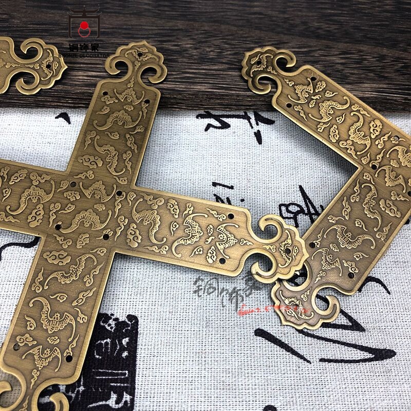 中式仿古铜家具木箱纯铜包角柜门L型门角片角花护角樟木五金配件