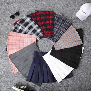 百褶裙子女秋冬半身裙短款高腰黑色奶茶格子学生小个子a字短裙裤