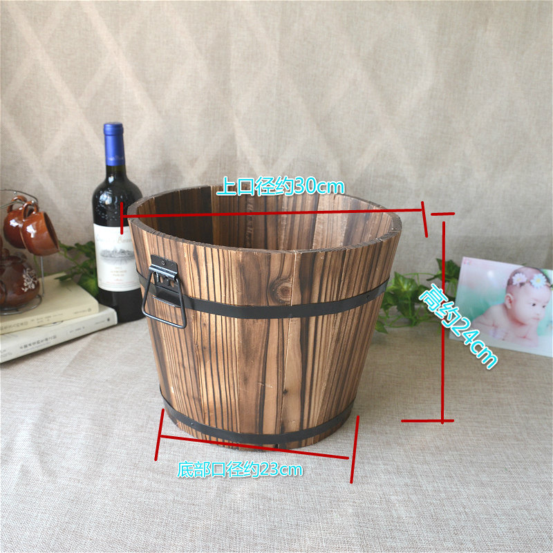 欧式复古室内外碳化防腐木多肉花盆幼儿园植物角种花实木创意栅栏