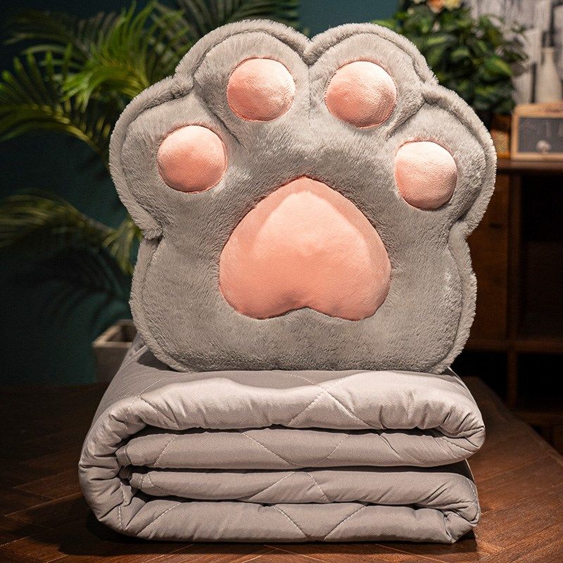 猫爪抱枕被子两用午休靠枕办公室午睡枕头空调毯子二合一车载加厚