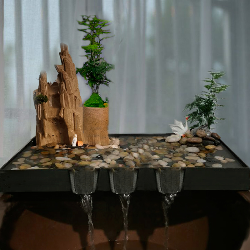 金鱼缸盆景流水摆件过滤循环系统流水器喷泉加湿增氧流水景观配件