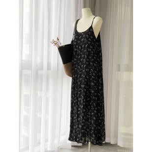 宽松雪纺吊带长裙高个子开衫两件套女夏季海边度假沙滩碎花连衣裙