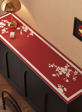 电视柜桌布斗柜鞋柜垫免洗防水防油红色新年喜庆主题结婚餐边柜垫