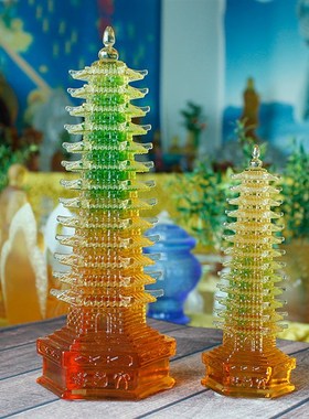 六合春 琉璃文昌塔13层九层7层创意家居装饰品客厅书房书桌摆件