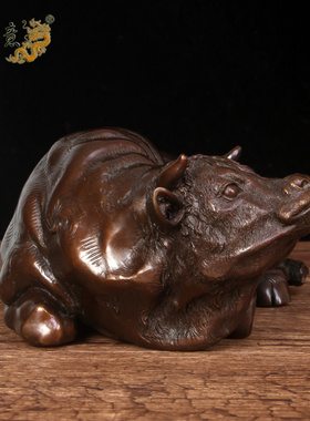 真古意 铜牛摆件生肖牛车载居家随身办公装饰工艺礼品摆饰摆放