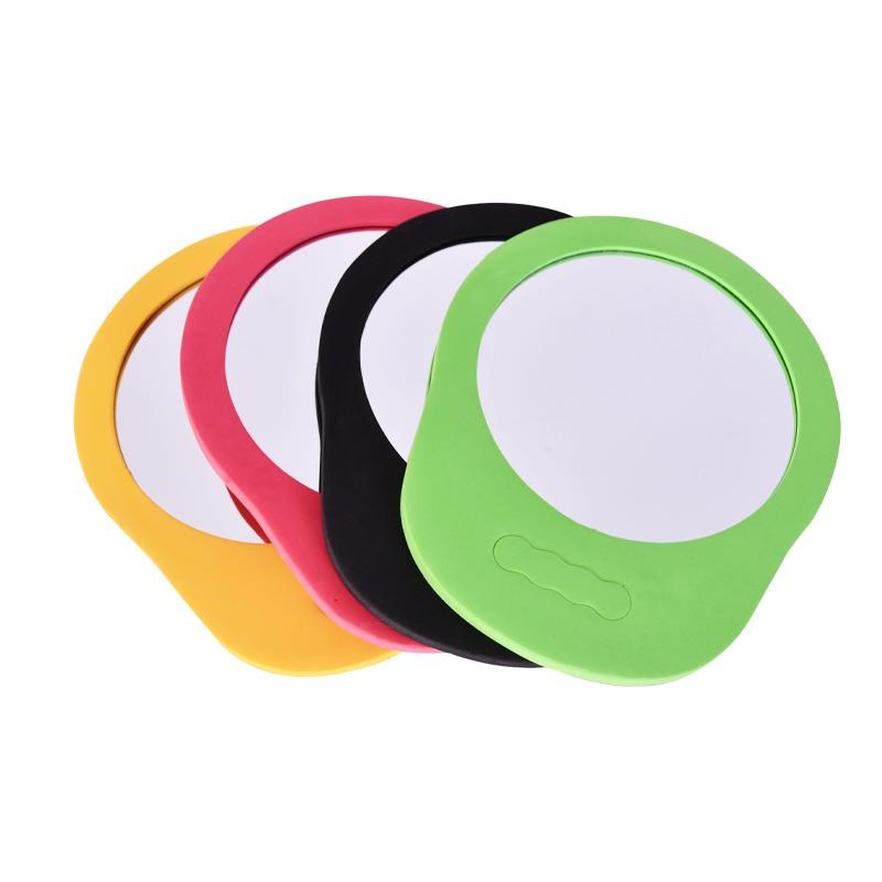 发廊理发师彩色泡沫手持镜发廊防摔化妆镜理发店用圆形泡沫镜子