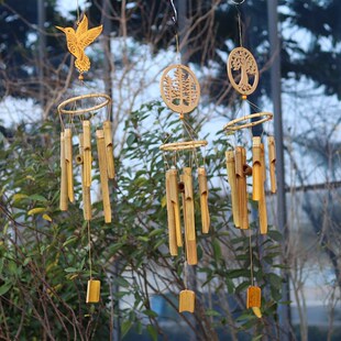 创意竹木管冥想音乐风铃挂饰户外竹艺花园日式风铃家居装饰品挂件