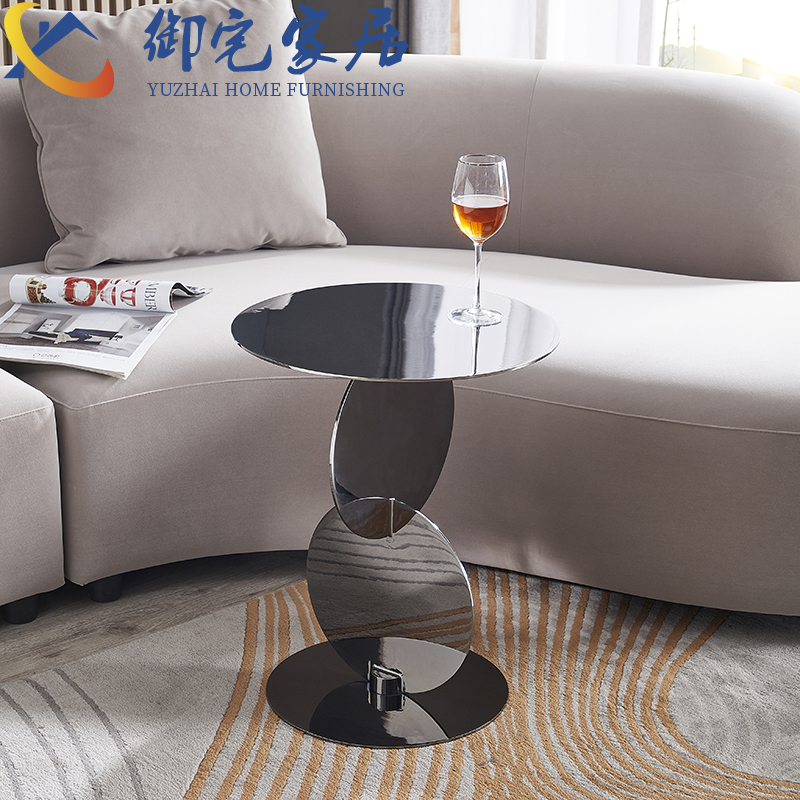 不锈钢边几北欧简约角几拼接个性创意圆桌意式设计小茶几床头边桌