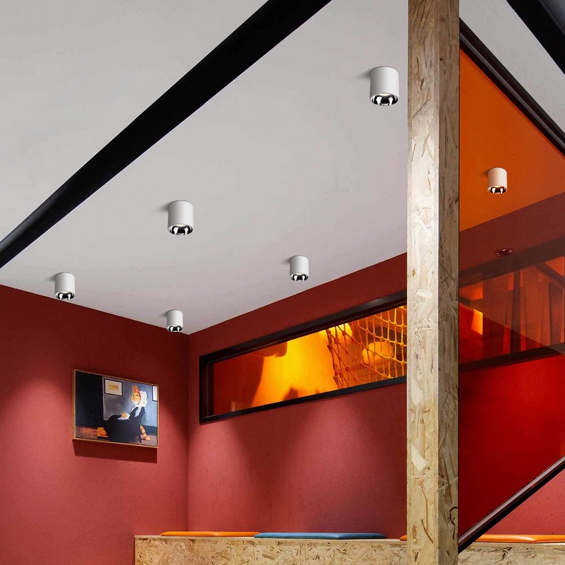 明装射灯圆形吸顶过道灯深杯圆筒店铺商用100w大筒灯工装明装筒灯