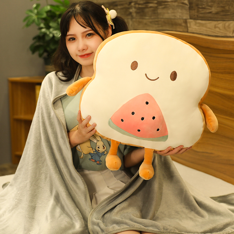 吐司面包抱枕被子两用办公室护腰靠垫午睡枕头三合一暖手抱枕女