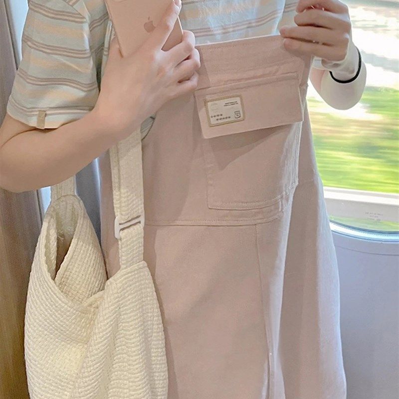 粉色背带裙2024新款春款大码胖mm遮肚藏肉裙子梨形牛仔吊带连衣裙,女装/女士精品,连衣裙,淘宝优惠券,粉丝福利购,淘宝优惠卷