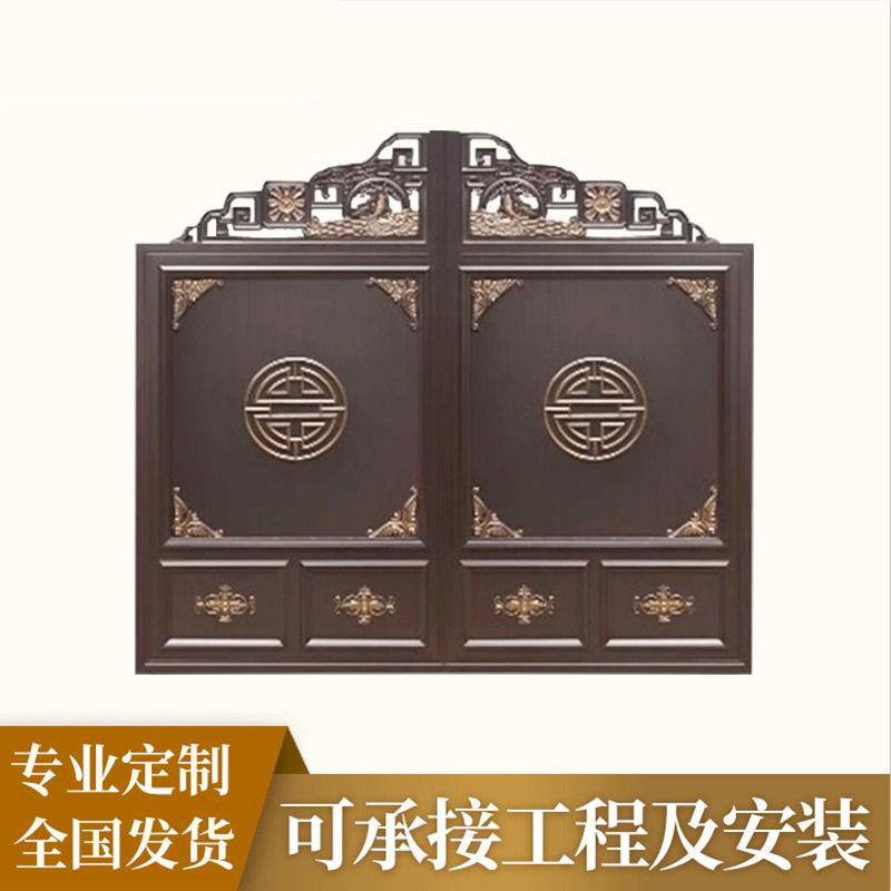 厂家直供铝艺别墅大门欧式复古乡村庭院平开门铝合金推拉防盗门