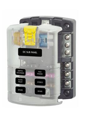 房车游艇拖车6路汽车保险丝盒带黄色锁扣透明盖DC32V