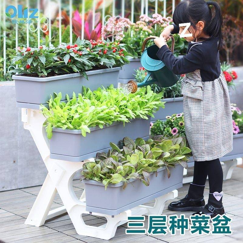 阳台种菜专用盆室内花架家庭蔬菜种植箱草莓盆花盆家用多层盆