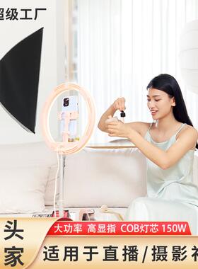 150W柔光灯直播补光灯站播服装拍照视频摄影灯主播柔光箱打光显色
