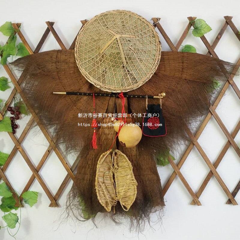 蓑衣斗笠帽草帽农家乐装饰道具可穿棕衣蓑笠斗篷古风梭衣披肩批发