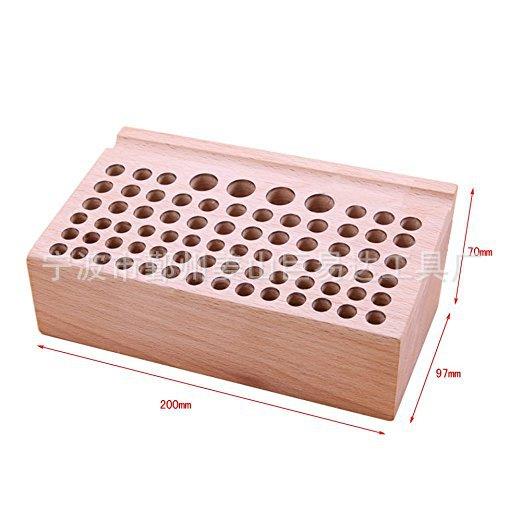 皮革工具架多孔木制工具台皮艺工具菱斩架木制多孔工具台76孔