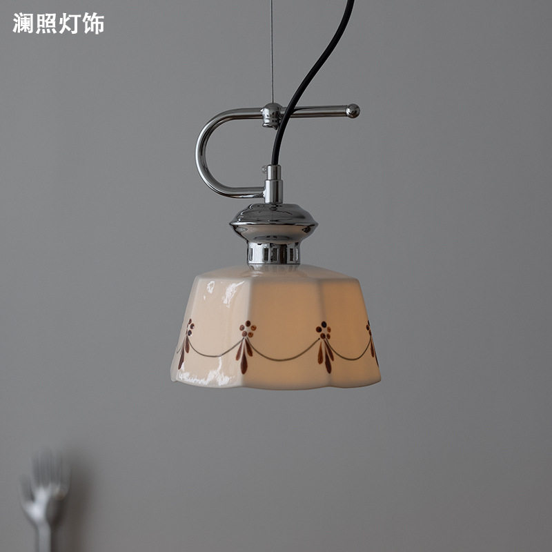 中古手绘釉面陶瓷吊灯日式复古简约卧室床头餐厅吧台玄关飘窗灯具