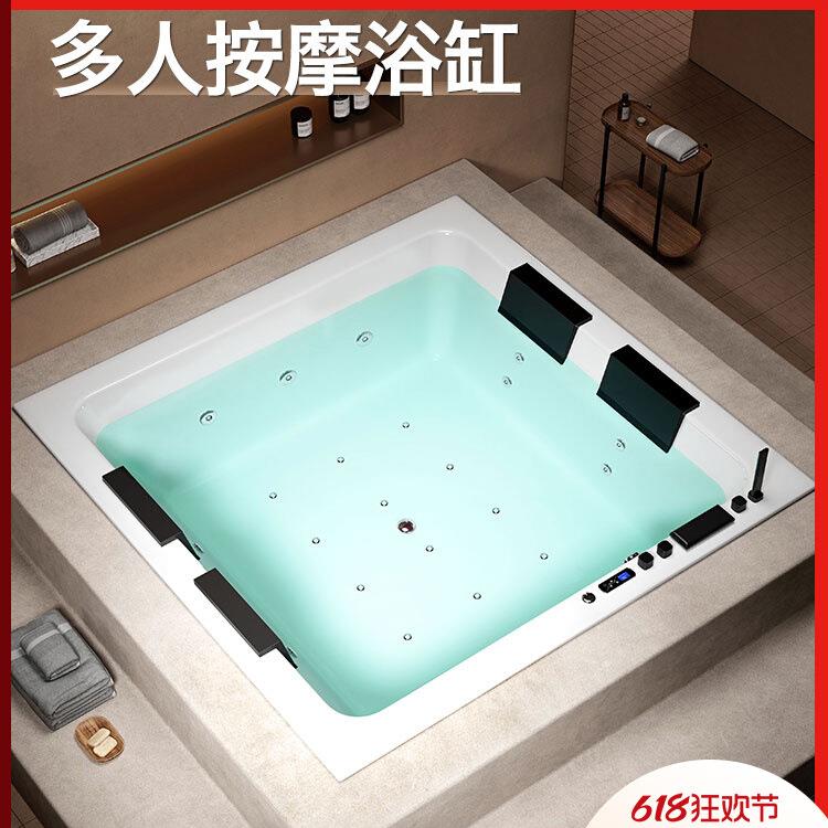 智能嵌入式洗澡缸方形冲浪按摩恒温加热泡泡七彩氛围灯浴缸方型