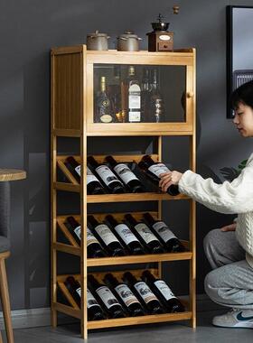 红酒子置物架用小酒柜家酒格子装吧台展示架放酒架饰ZOP简易实木