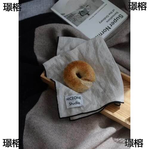 餐?NICEONE法天亚麻包边布艺巾美食摆j2d7JtEE拍餐国垫肌理感餐然