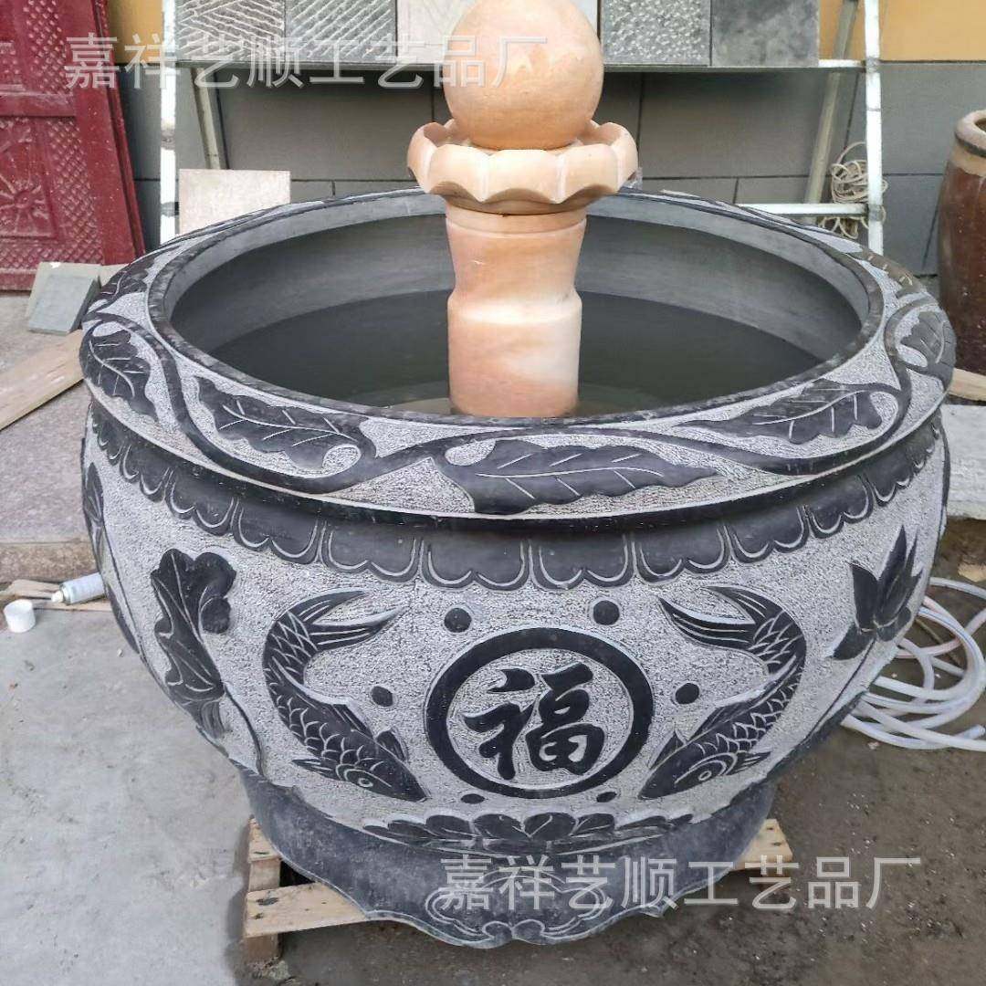 石雕鱼缸石庭头院圆形装饰石摆件水缸荷超001花养鱼花盆青石仿古,家居饰品,石雕,淘宝优惠券,粉丝福利购,淘宝优惠卷