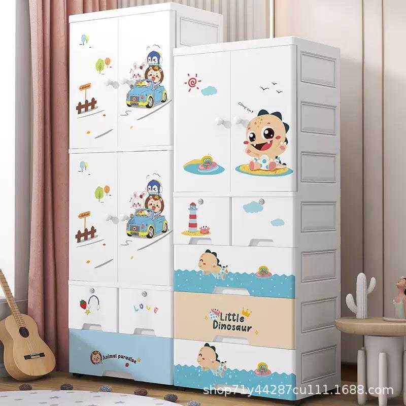 面宽卡通双卧门婴儿衣柜家用储室物柜衣物简易柜免安26A30-26衣装
