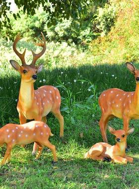 梅璃花鹿件玻钢鹿雕塑花园庭摆院子动物设户AL102378外园摆林景观