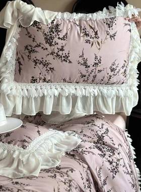 复古上蕾丝花边滑天33890丝棉四件套法式浪漫羽毛轻奢用裸睡丝床