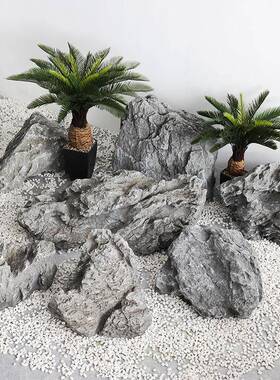 玻璃钢假山户庭外大石头院软装造景室内花园UPV室外鱼池缸型装饰