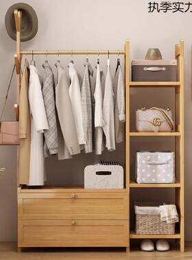 衣帽架实木用落XKV地卧室衣收纳门后家不占空玄关靠间墙挂衣架架