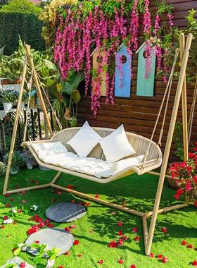 莫家网红吊椅户外秋千人室外内52594悬挂吊床双篮吊庭院花室园休