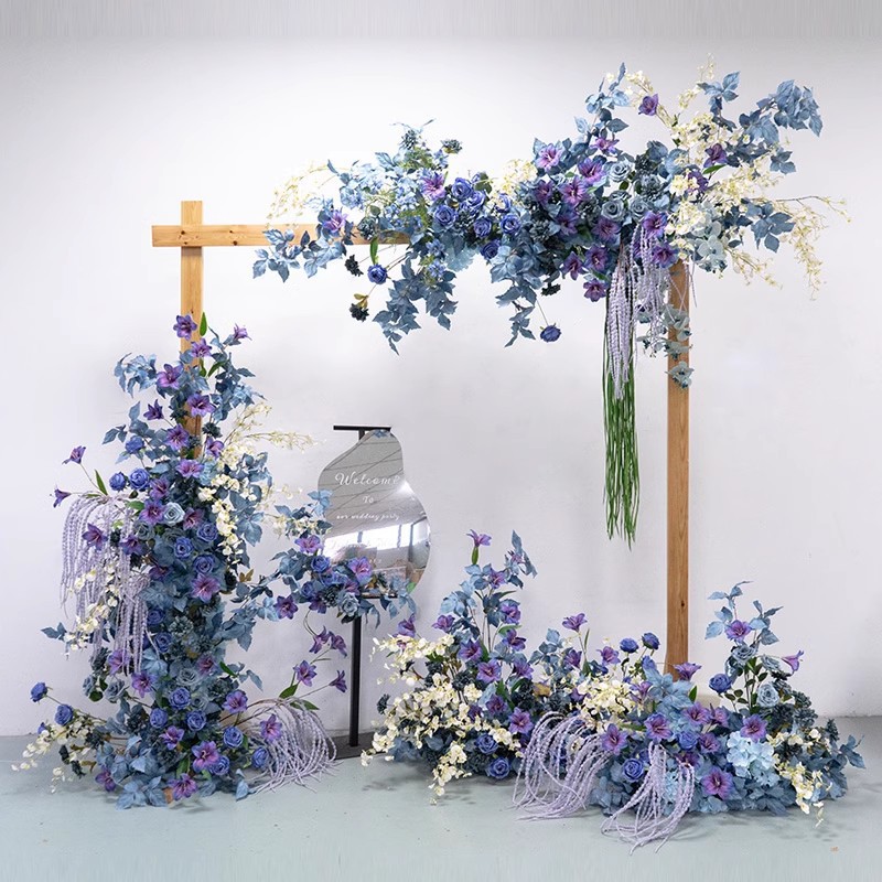 婚礼拱门蓝仿真花迎宾拍照背景