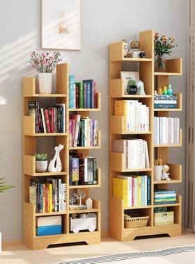 SOV书架墙落地置物架一体靠书子学生家用多柜层儿童收纳简架子约