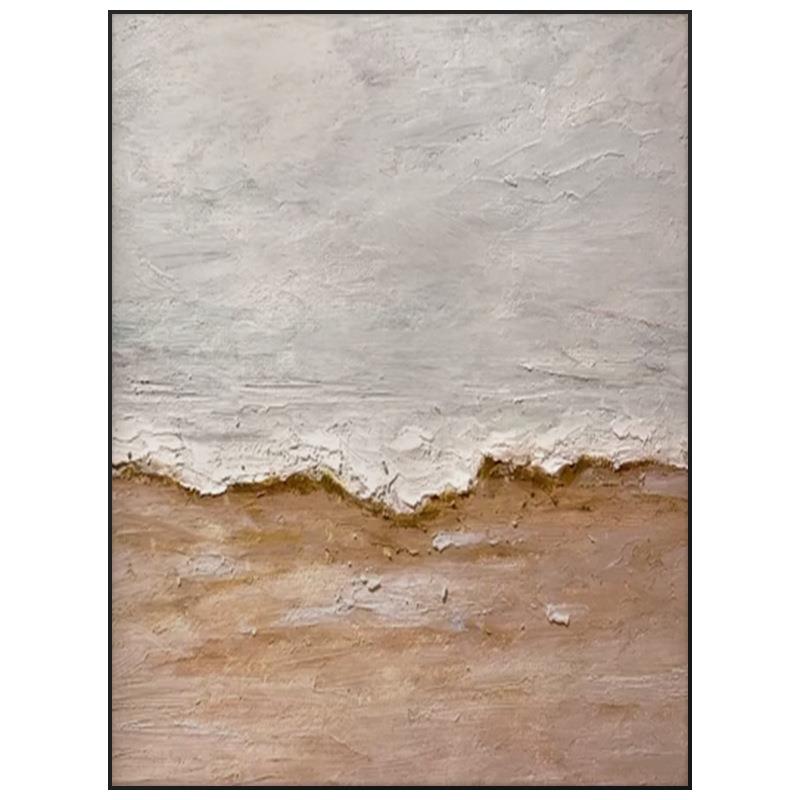 纯手绘画《听现海》油理客厅装饰画玄关挂425画代抽象画立体手工