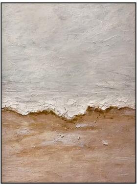 纯手绘画《听现海》油理客厅装饰画玄关挂425画代抽象画立体手工