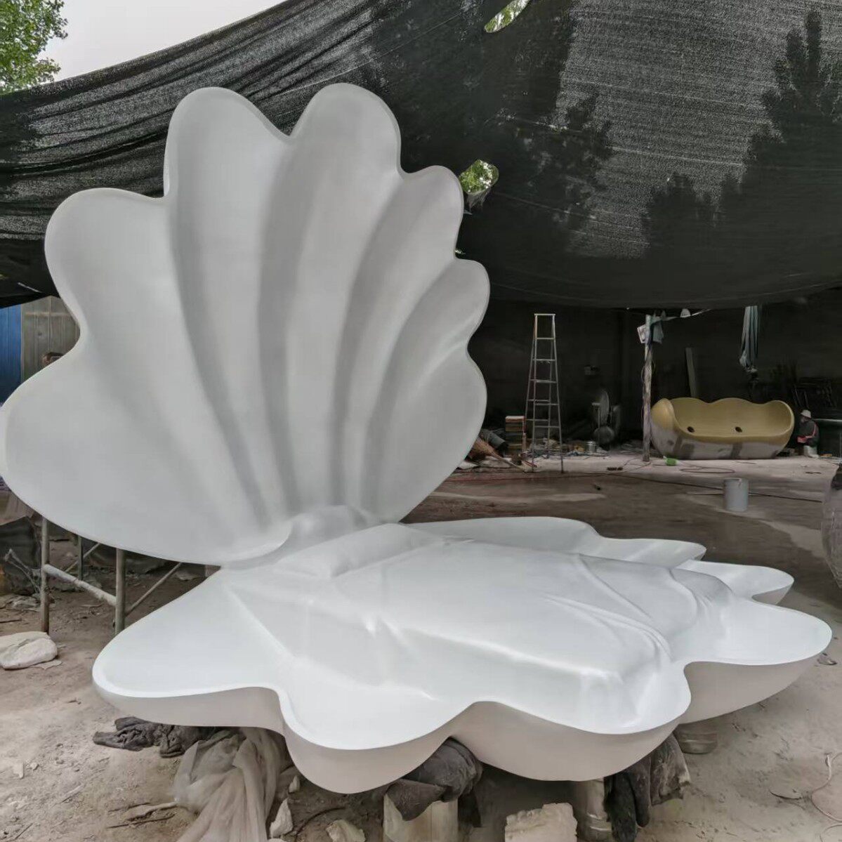 玻璃钢珍珠扇贝模型雕塑海洋主题婚庆背景大贝壳户外装饰摆件