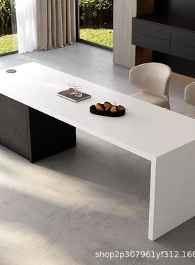 齐平台餐桌一体家VMP用窄倒台岛小户隔型厨房吧台断小板型岩中导