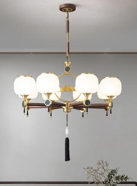 新中式灯现代简约QMS81041吊厅中国大风餐厅客书房卧室气全铜胡桃