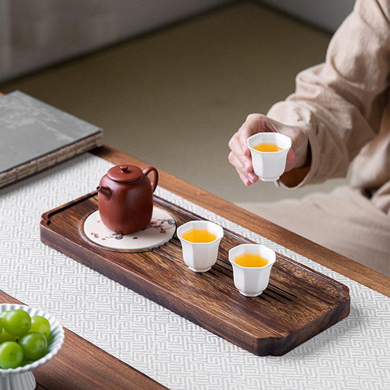望川胡木干泡盘家简约木制托盘茶TP茶盘台形吸水盘实木用长桃方茶