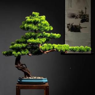 客柏假厅罗汉松盆景美松绿植造景人6231367新中式崖仿真迎客松摆