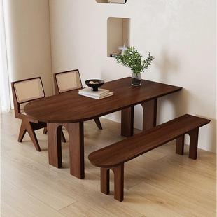 中古风实木岛餐桌家形用小户型靠墙半圆饭桌原木945洽长方大台板