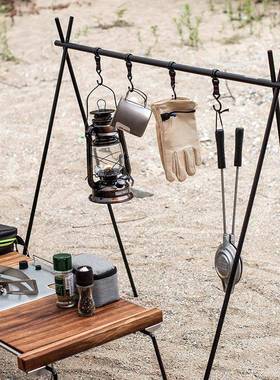 户外支露营便携式双层置物架野营野炊挂物SJJ架三角挂叠架折架收