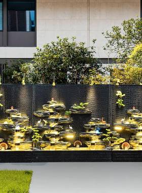 庭假山幕屏喷泉景观流风水墙花园水墙酒店大堂院装饰落ZG-67488地